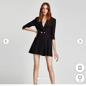 Zara Black A-Line Romper Plunge Neckline Size Med. NWT